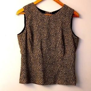 BUTTON BACK TANK - Patricia Jones Leopard Print Shell - 6